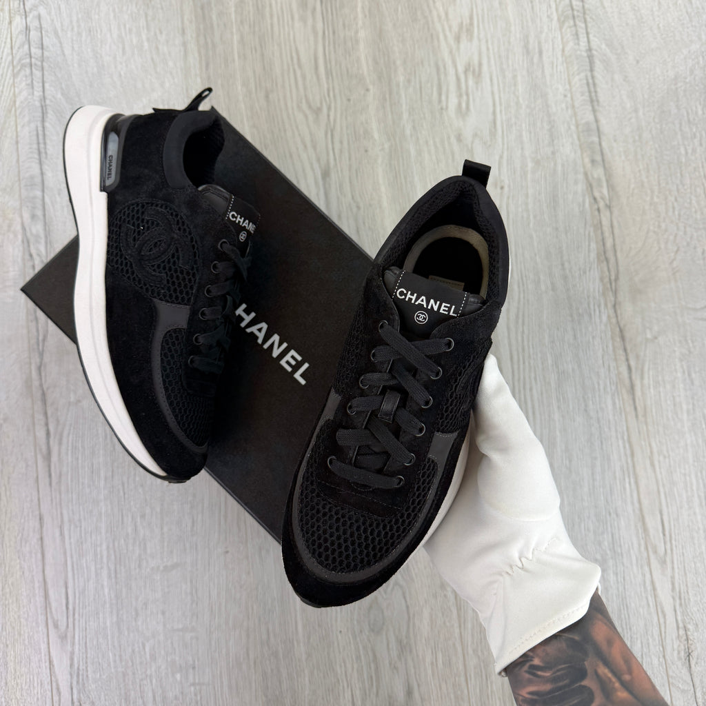 Chanel Men’s Black Low Suede Runners - Uk 7