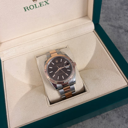Rolex Men’s Datejust Steel & Rose Watch (Chocolate Face) - 2020
