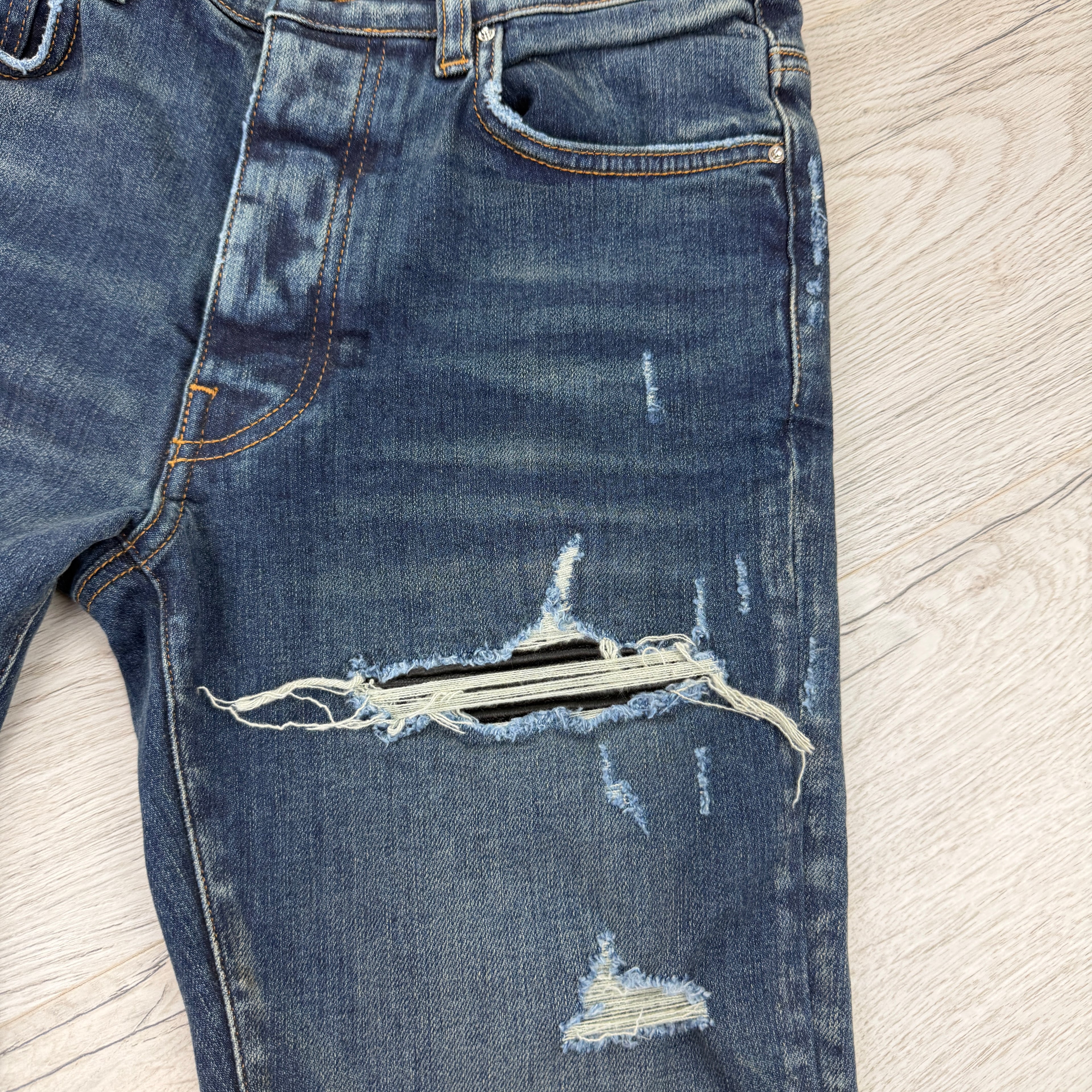 Amiri Men’s MX1 Distressed Blue Jeans - Uk 30