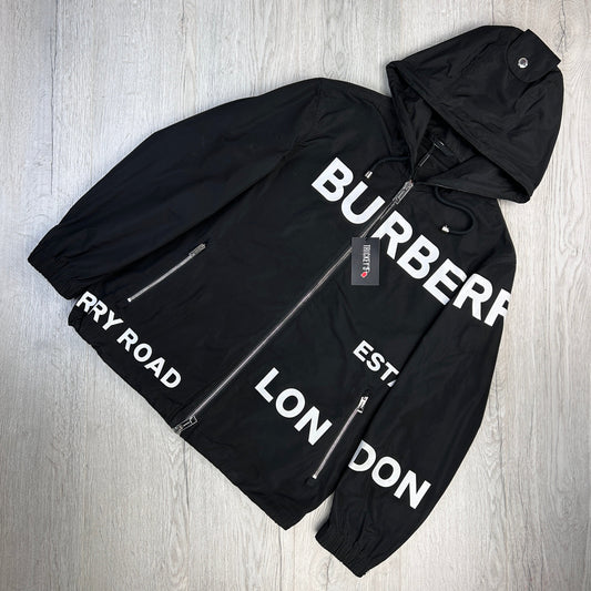Burberry Men’s Black Zip-up Windbreaker Jacket - Size 46
