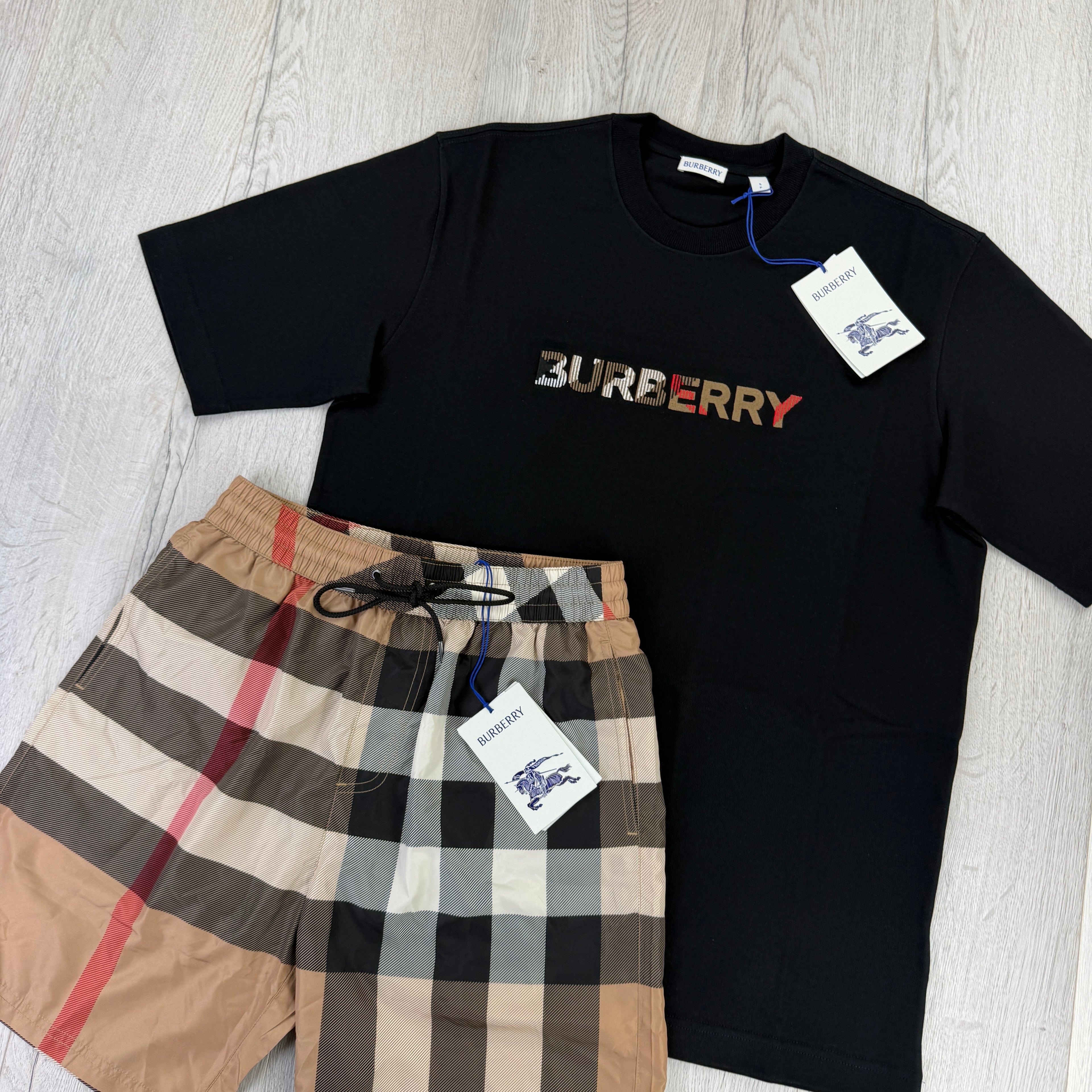 Burberry Men’s Black T-shirt & Shorts Set