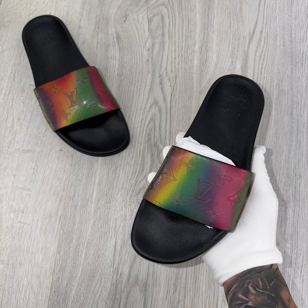 Louis Vuitton Multicolor Iridescent Monogram Rubber Waterfront Sliders - Uk 6 (Fit 7)