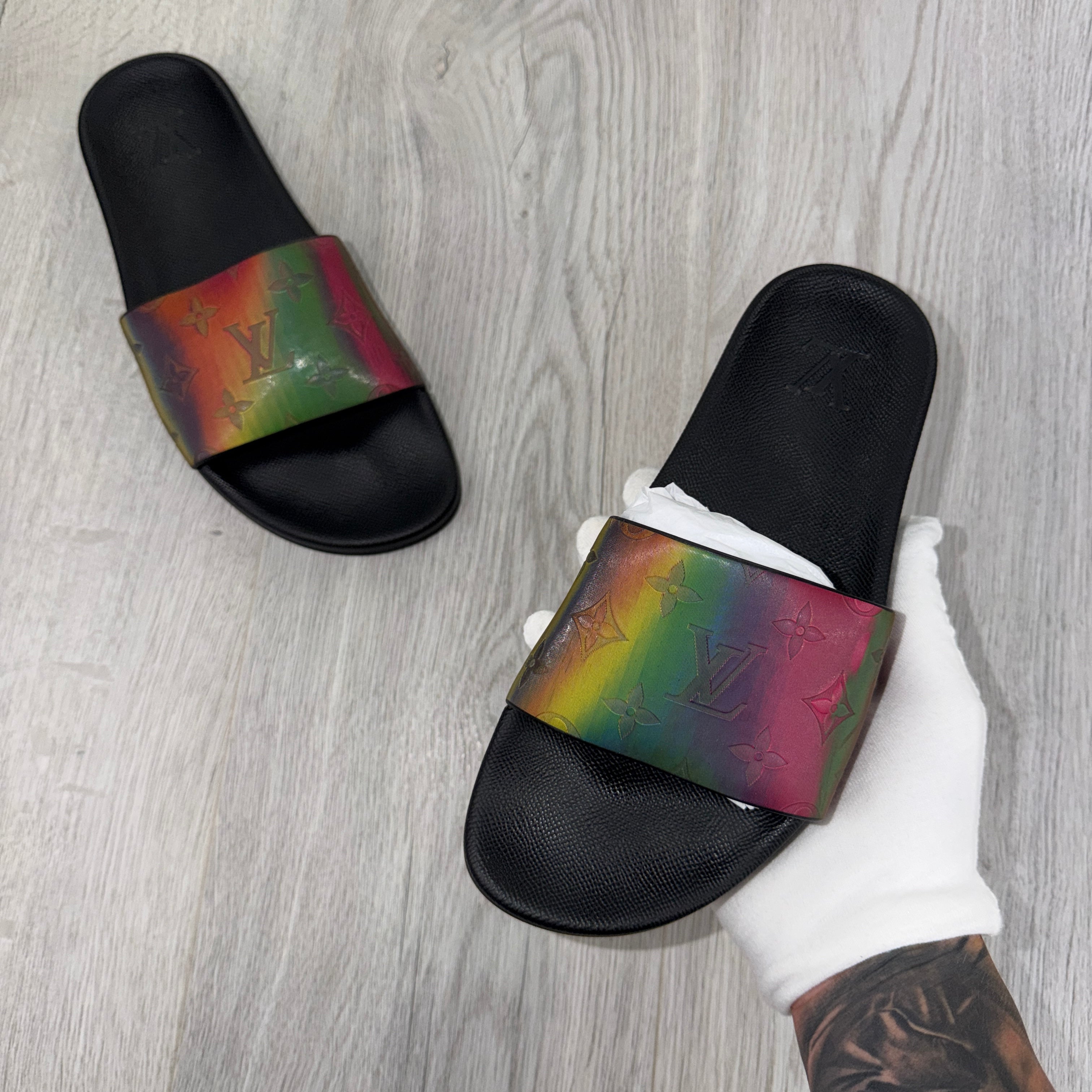 Louis Vuitton Multicolor Iridescent Monogram Rubber Waterfront Sliders - Uk 6 (Fit 7)