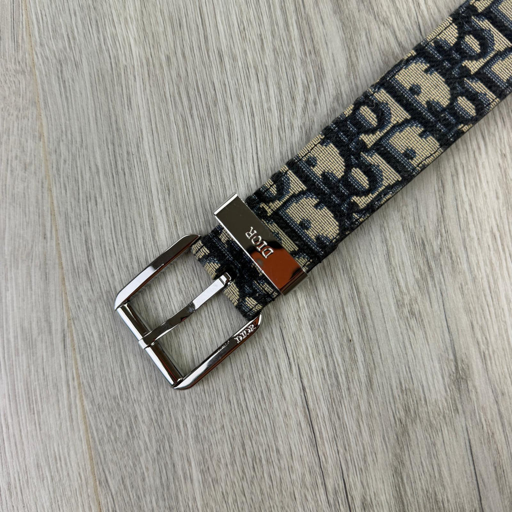 Dior Men’s Oblique Belt With Silver Buckle - 90 (Uk 30 -34)