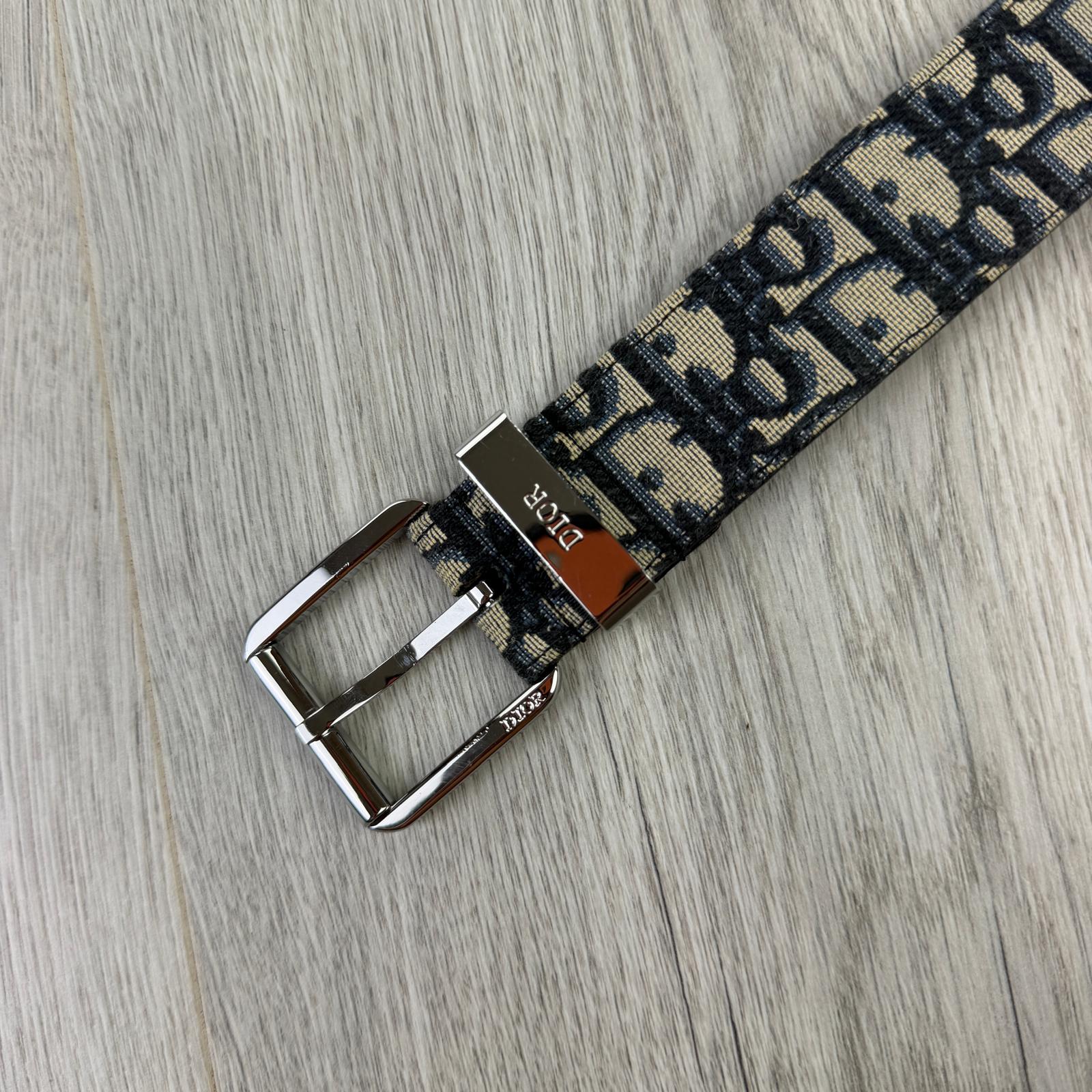 Dior Men’s Oblique Belt With Silver Buckle - 90 (Uk 30 -34)