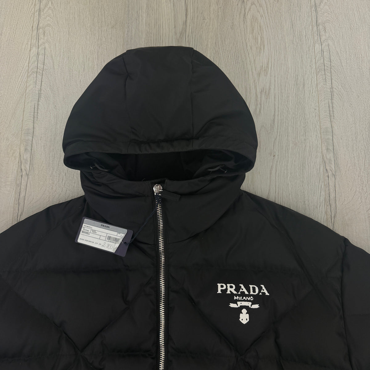 Prada Men’s Black Re-Nylon Triangle Padded Long Down Jacket White Logo - 50 (Fit XL)