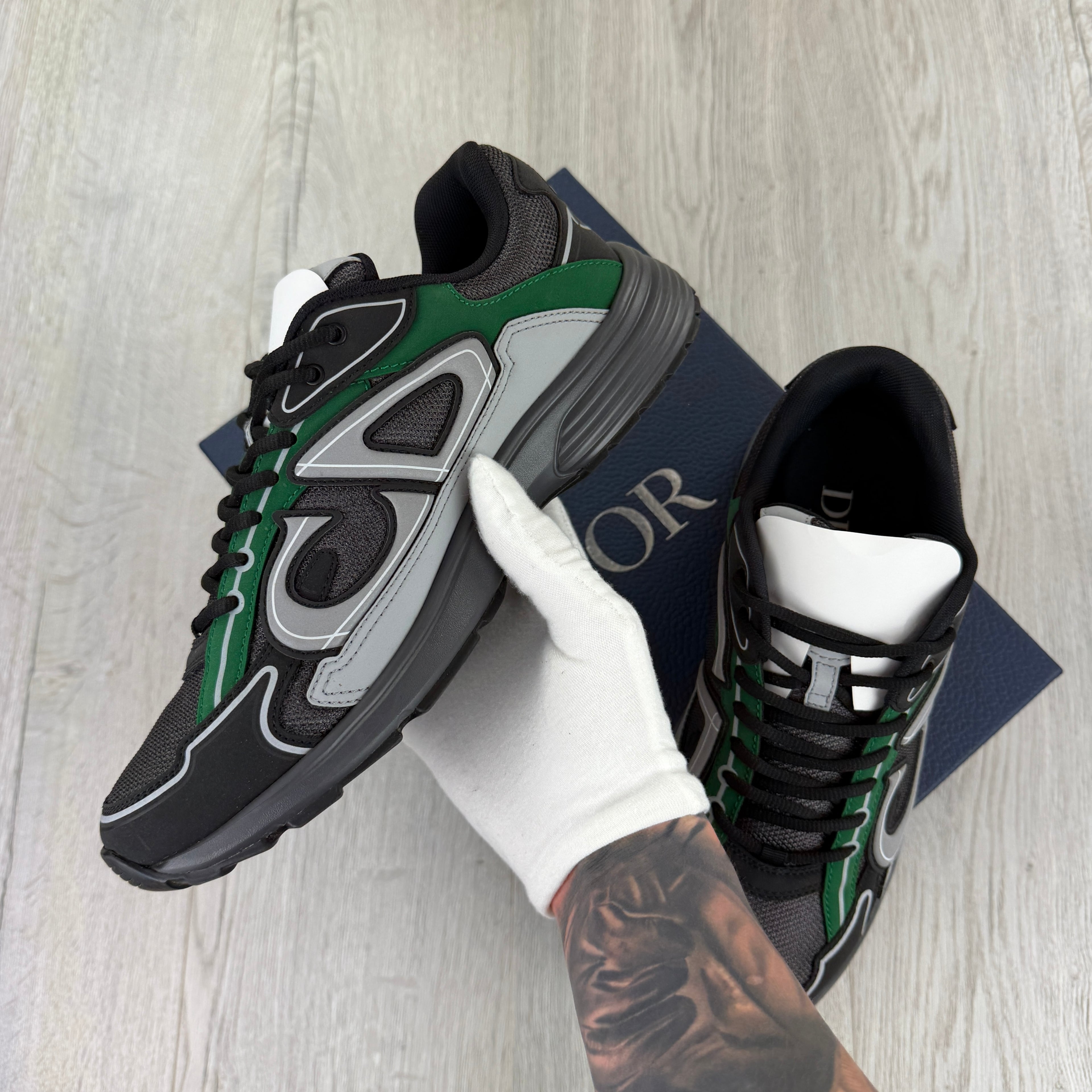 Dior B30 Men’s Black Deep Grey Green Trainers - 42 (Uk 8)