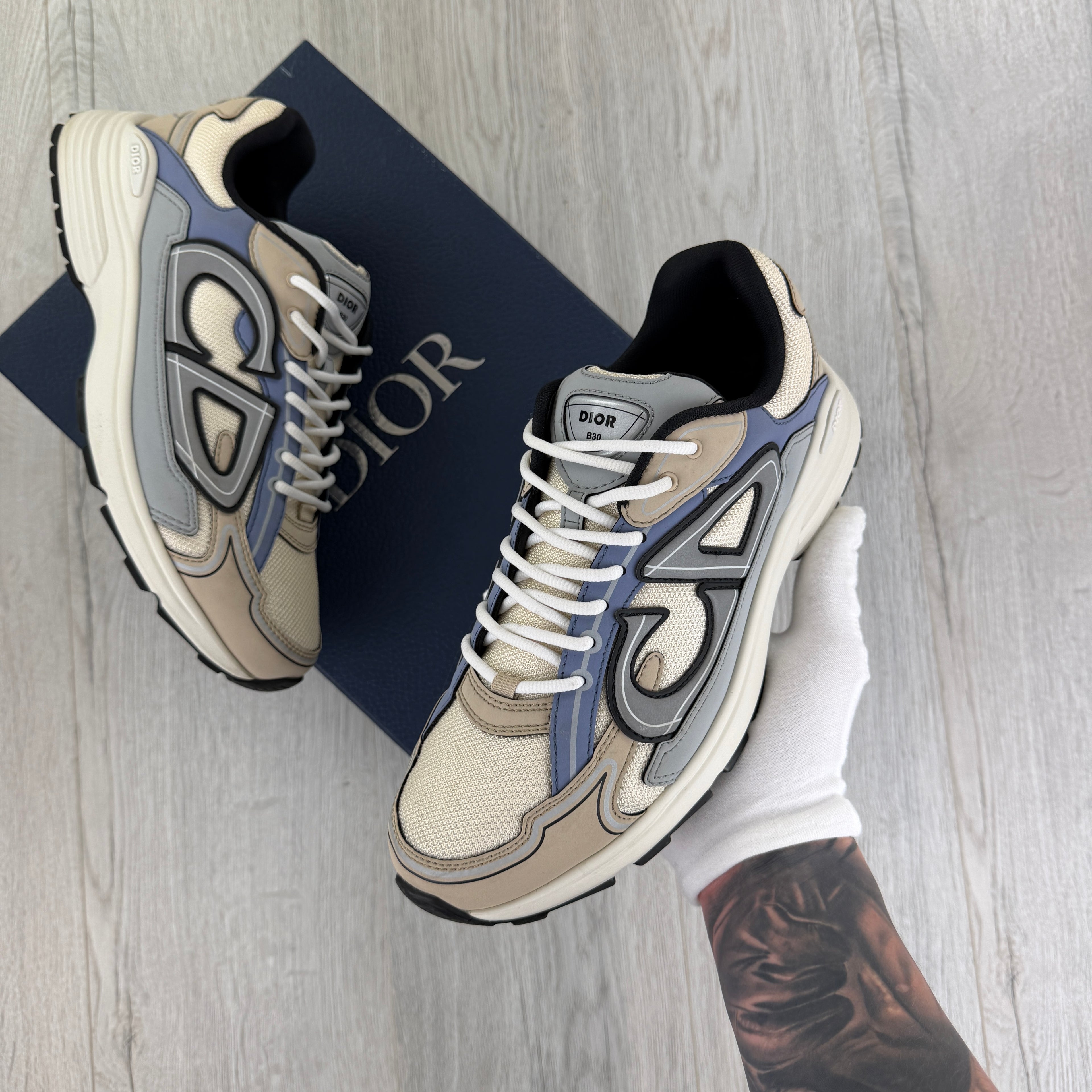 Dior B30 Men’s Beige & Blue Trainers - 44 (Uk 10)