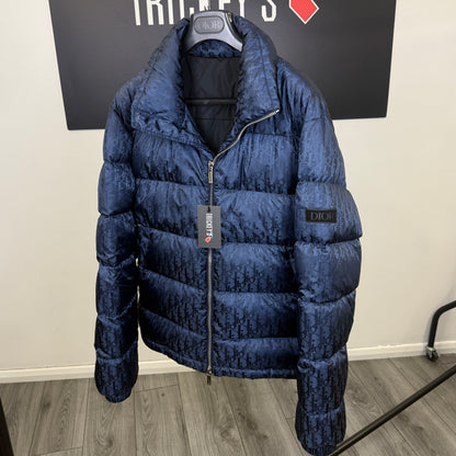 Dior Men’s Navy Oblique Zip-up Down Jacket - 50 (Large)