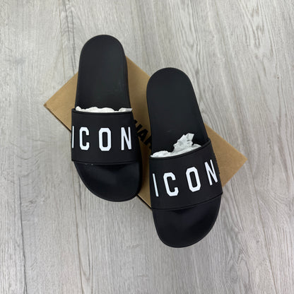 Dsquared2 Men’s Black ICON Sliders - UK 10