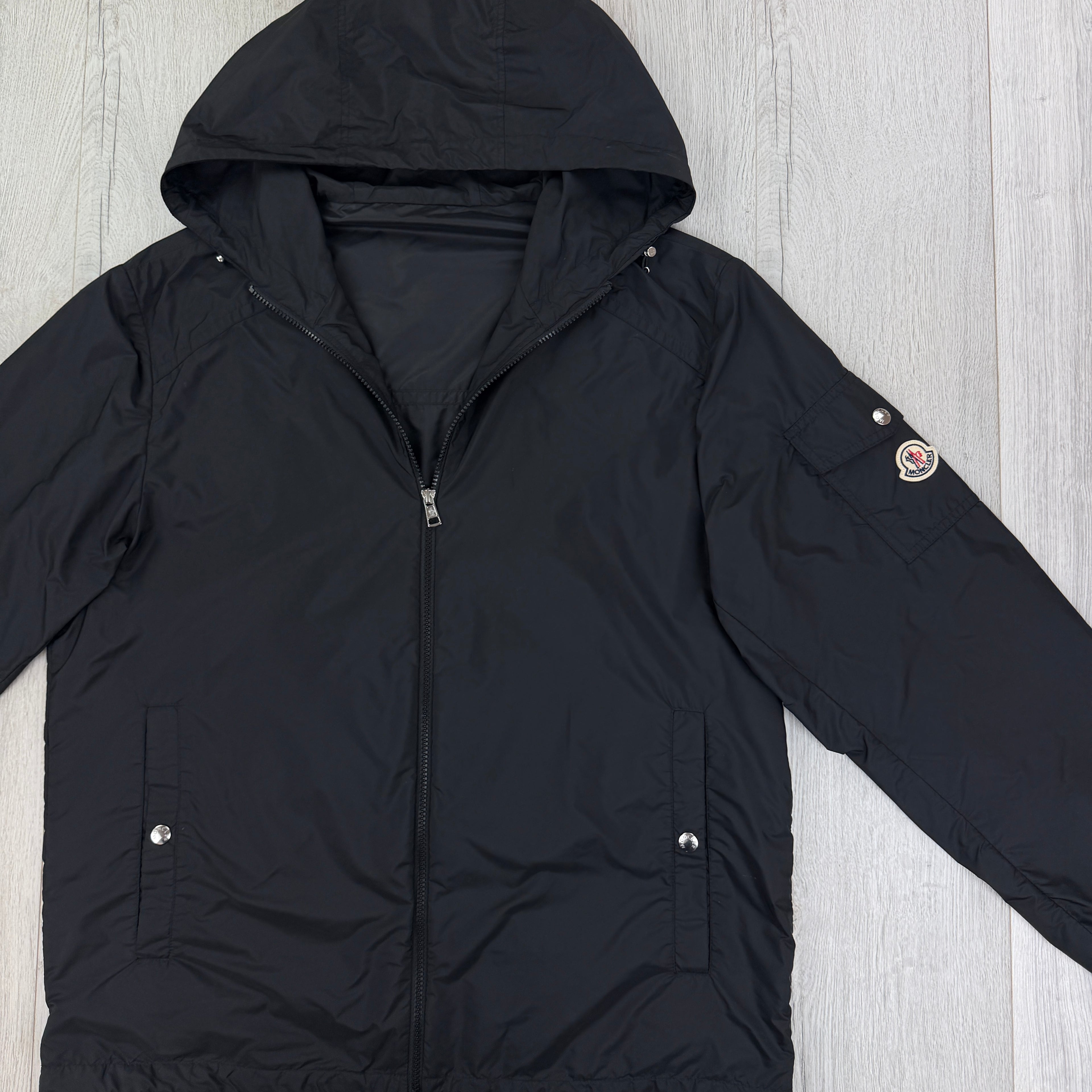 Moncler Men’s Black Windbreaker Etiache Hooded Rain Jacket - Size 4