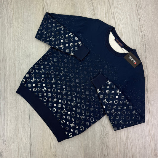 Louis Vuitton Men’s Navy Gradient Crewneck Jumper - Medium