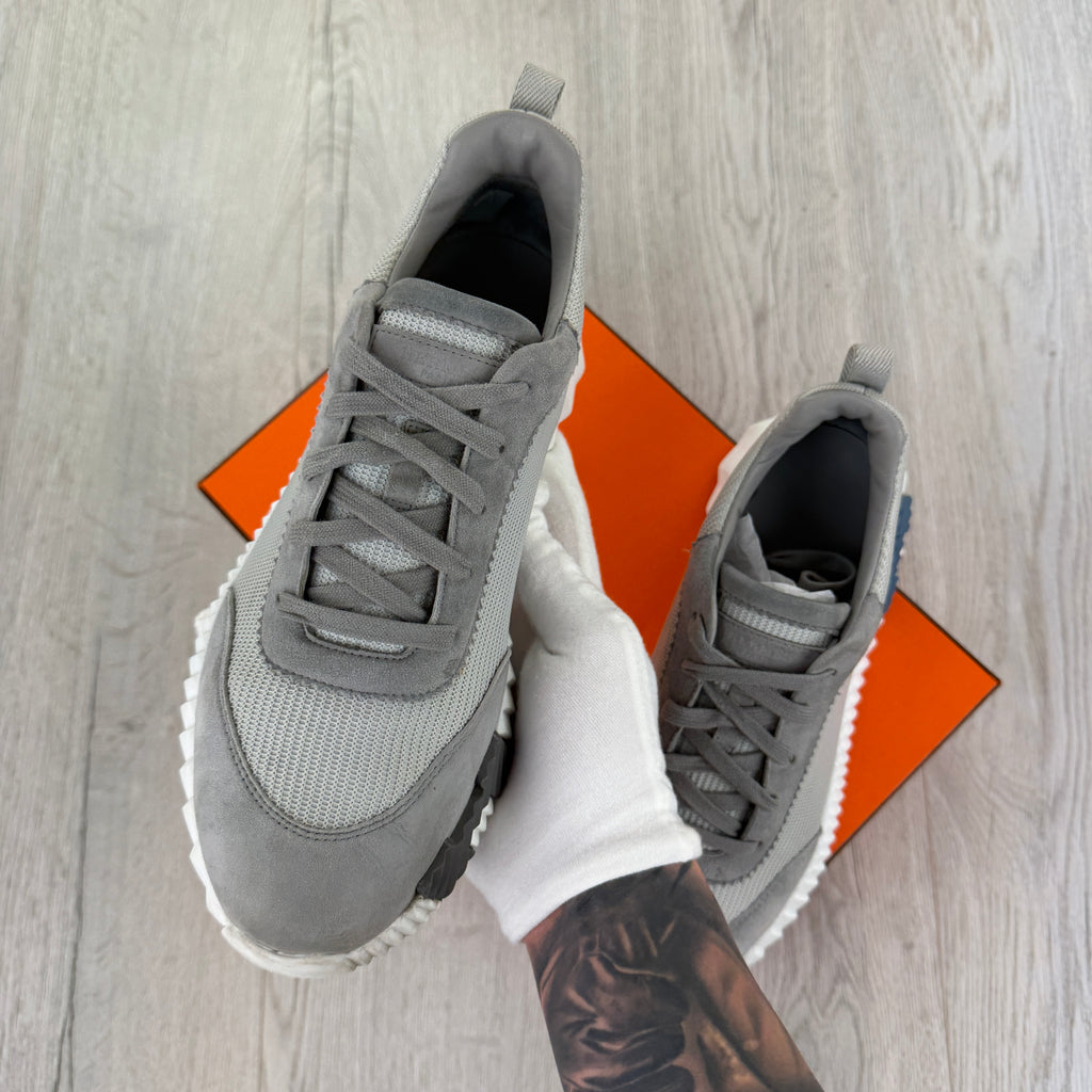 Hermes Men’s Grey Suede Bouncing Sneakers - Uk 8