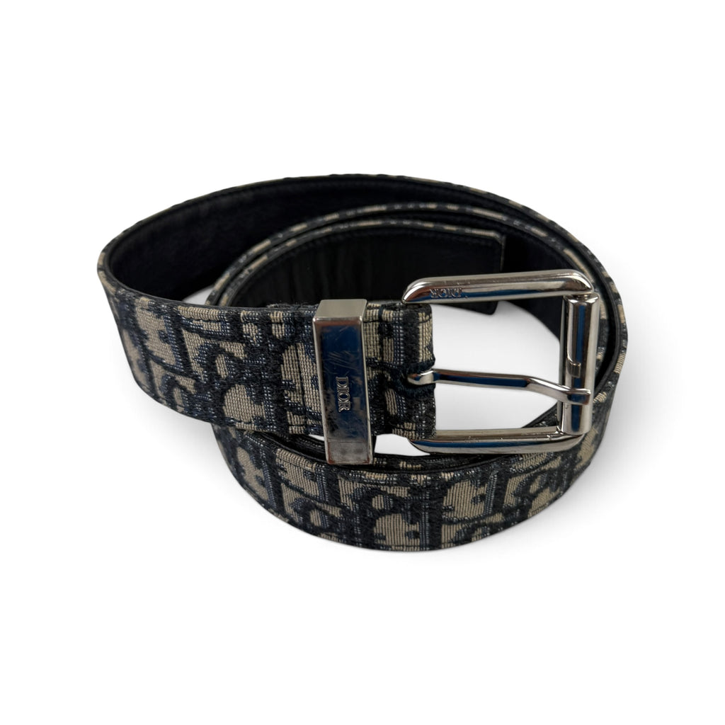 Dior Men’s Oblique Belt With Silver Buckle - 95 (Uk 32-36)