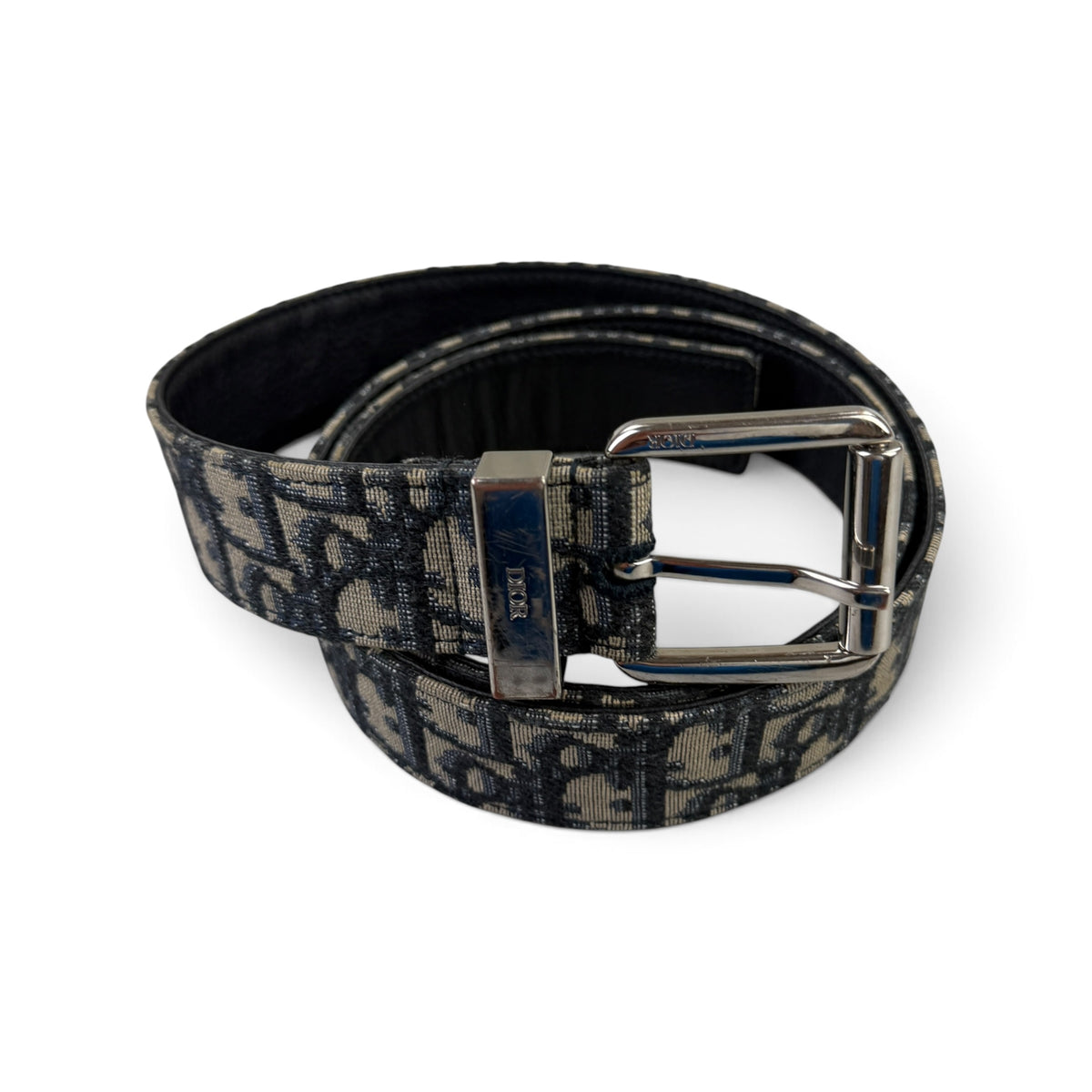 Dior Men’s Oblique Belt With Silver Buckle - 95 (Uk 32-36)