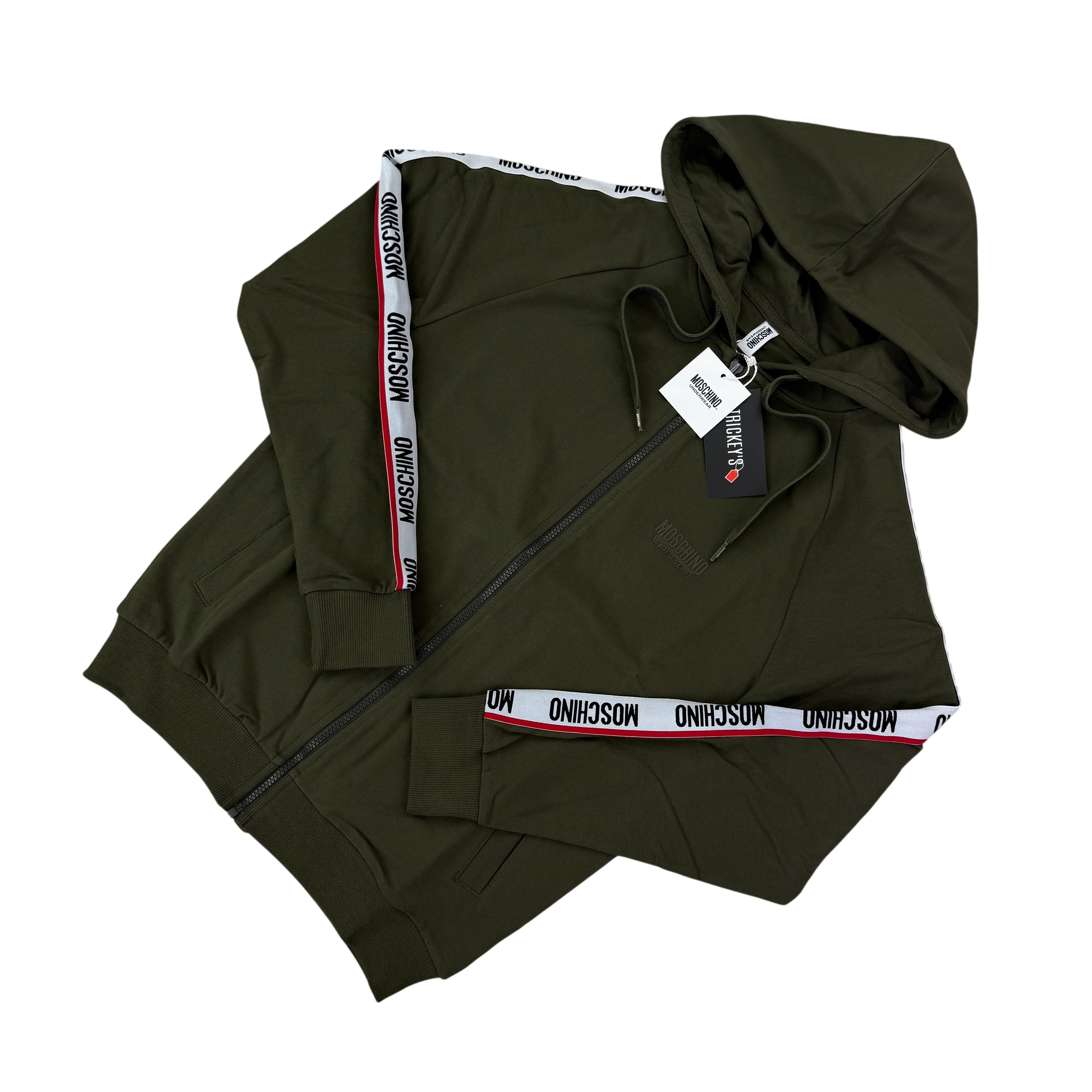 Moschino Men’s Khaki Green Zip-up Hoodie