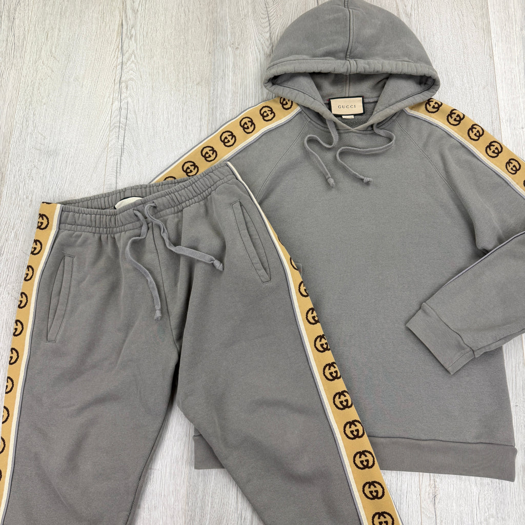Gucci Men’s Grey Cotten Jersey Full Tracksuit - Medium