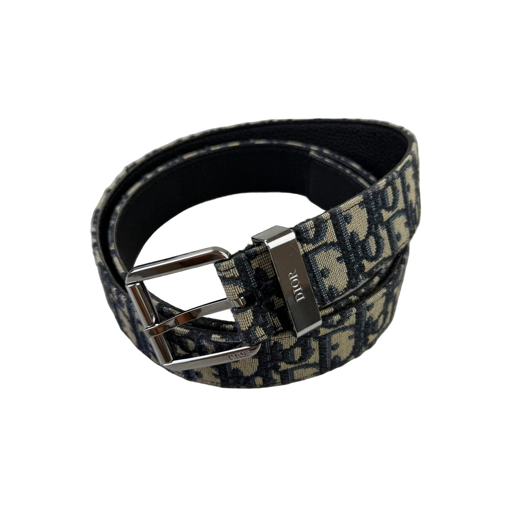 Dior Men’s Oblique Belt With Silver Buckle - 90 (Uk 30 -34)