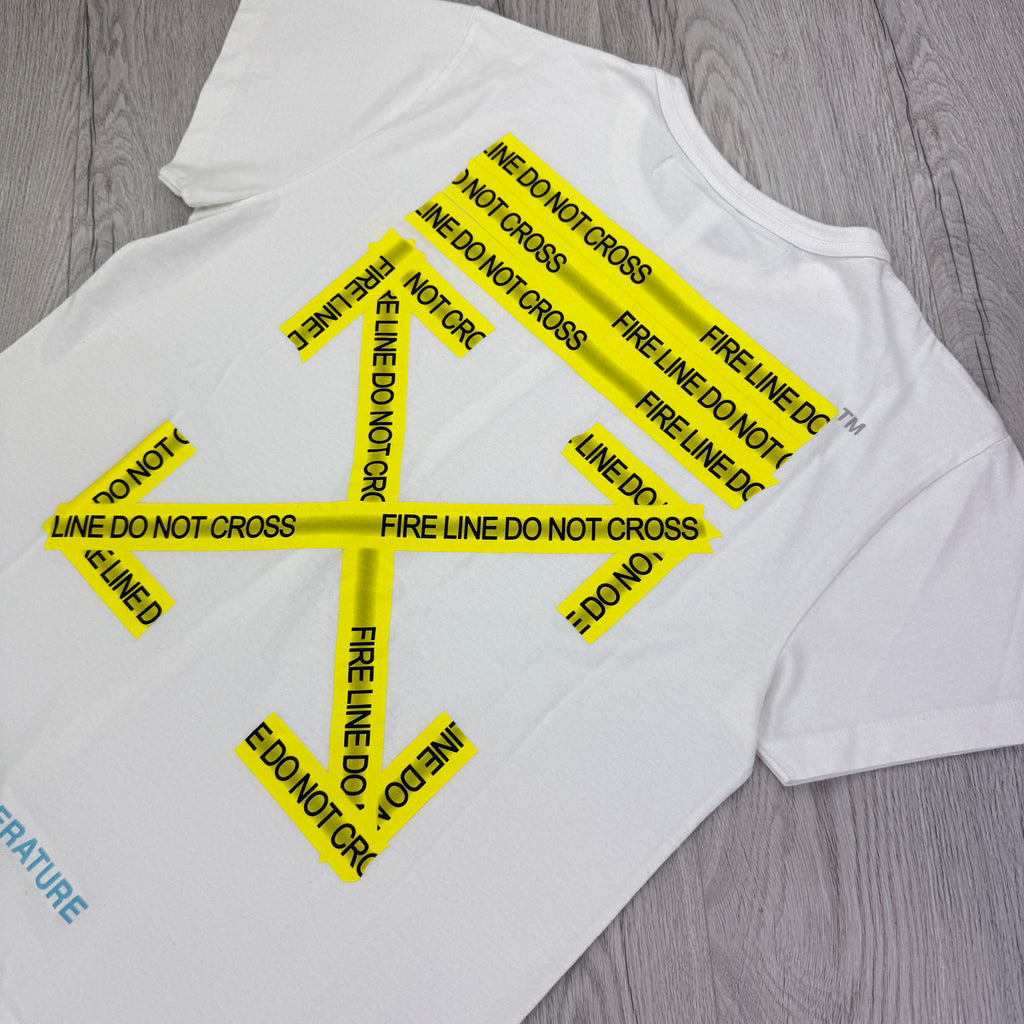 Off White Men’s Firetape Arrow White T-shirt - Small Oversized