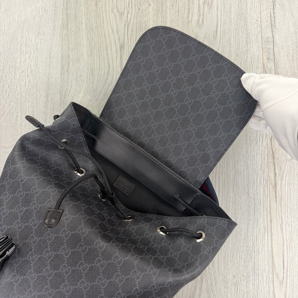 Gucci Mens GG Supreme Web Backpack