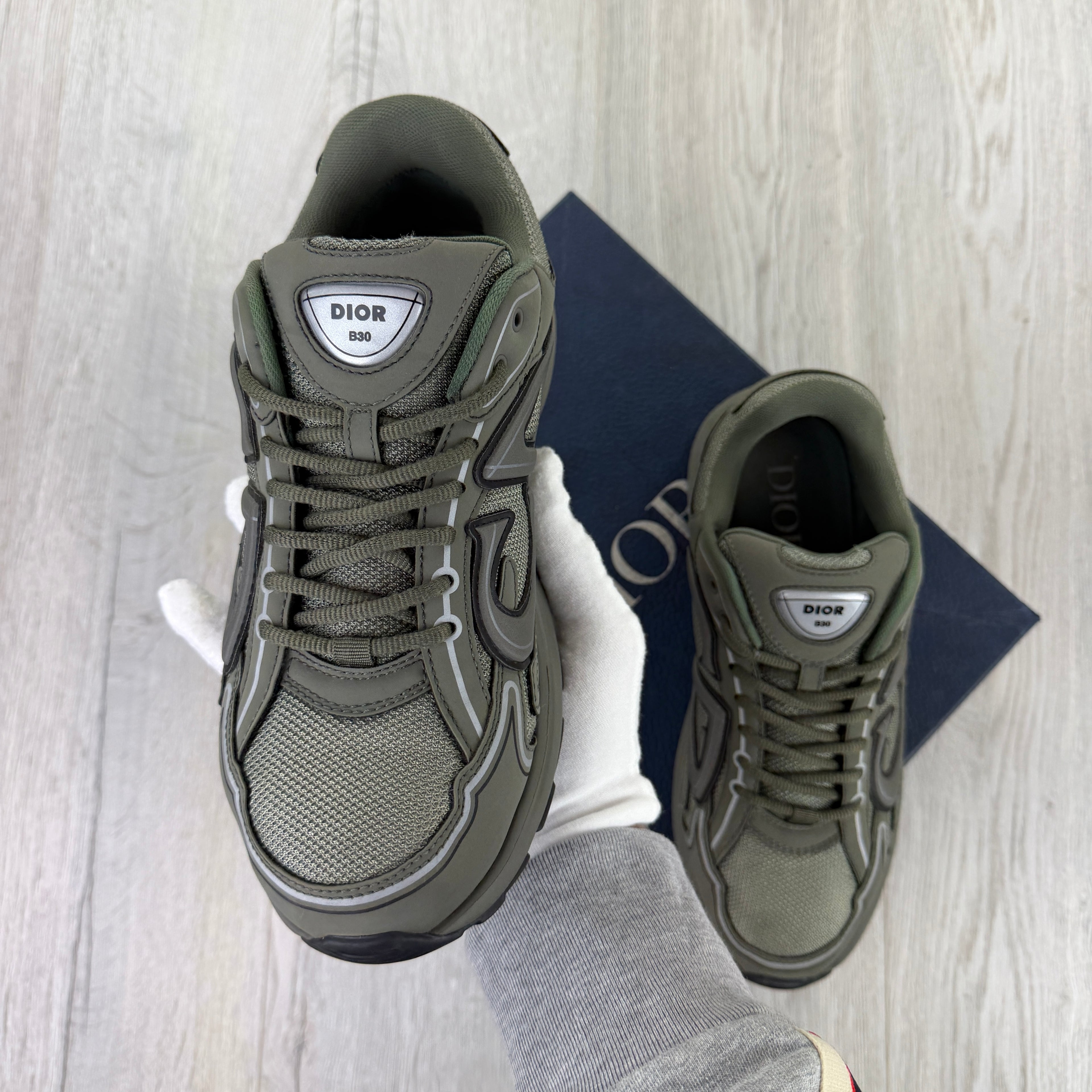 Dior B30 Men’s Khaki CD Mesh Trainers - 45 (Fit Uk 11)