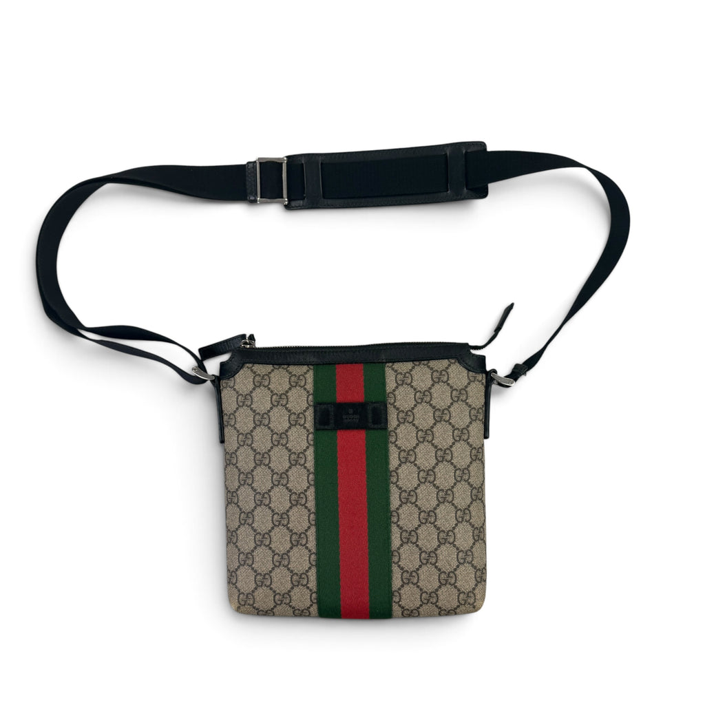 Gucci Men’s Flat GG Supreme Web Beige Messenger Bag