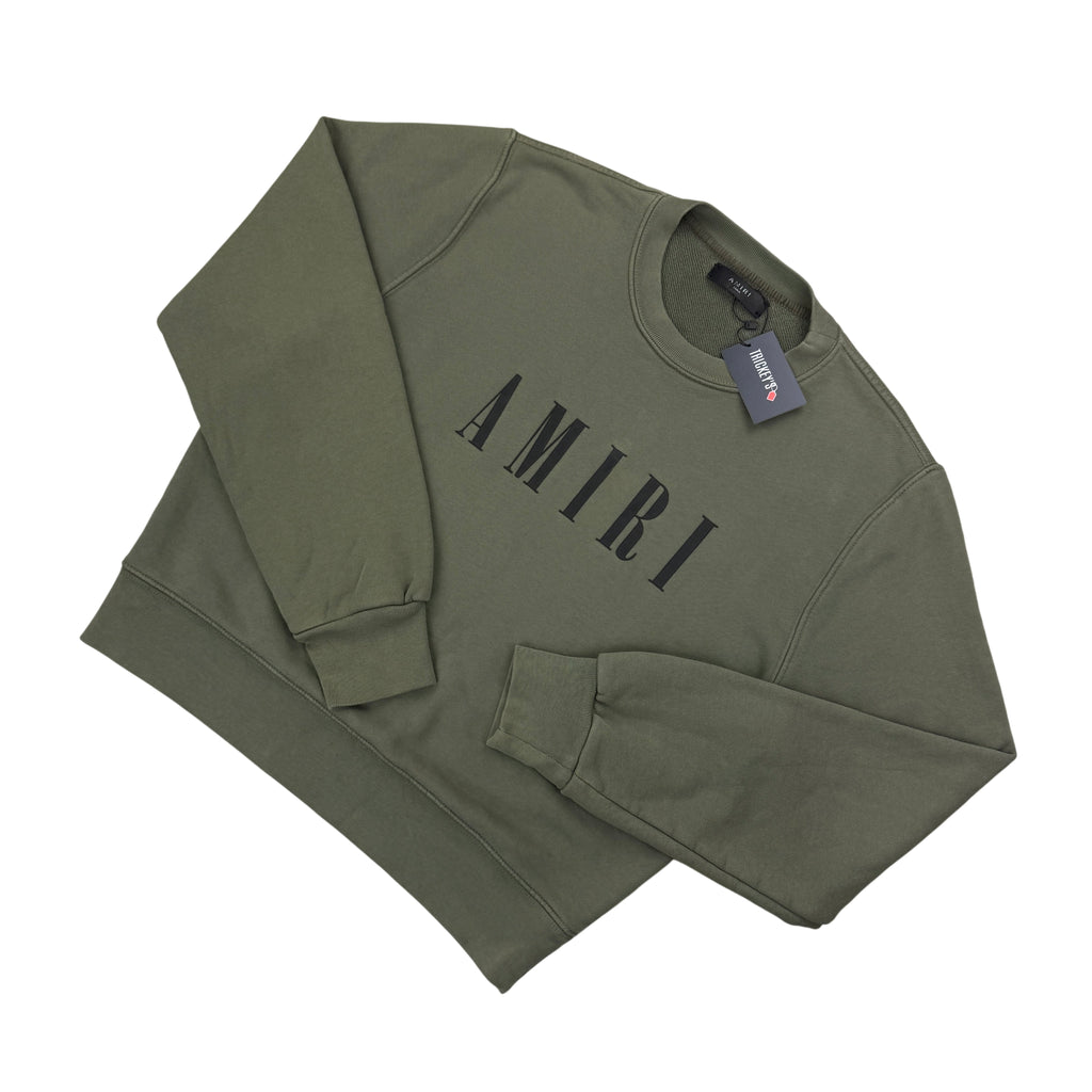 Amiri Men’s Khaki Crewneck Jumper Bar Logo - Small