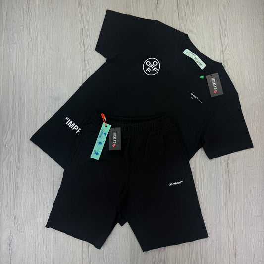 Off White Men’s Black T-shirt & Shorts Set