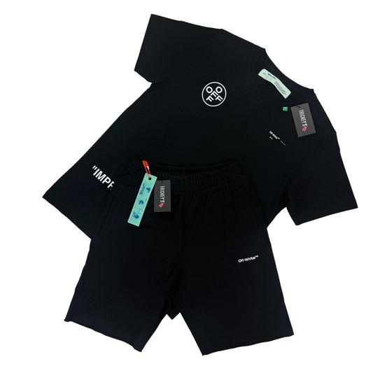 Off White Men’s Black T-shirt & Shorts Set