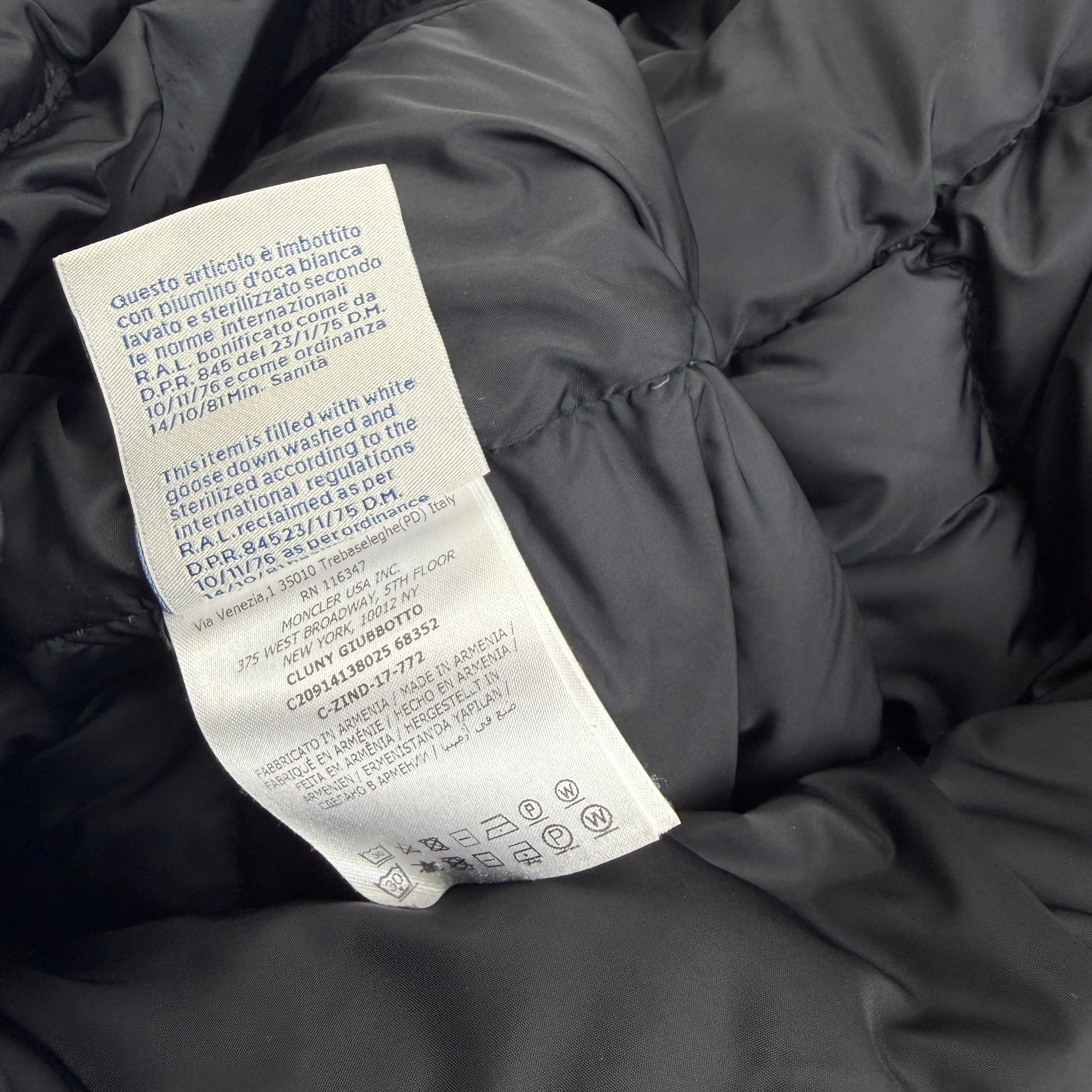 Moncler Men’s Cluny Giubnotto Black Down Jacket - Size 4