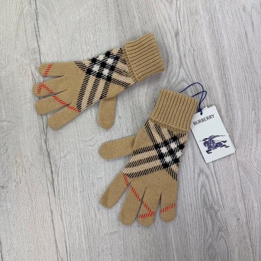 Burberry Check Cashmere Blend Gloves