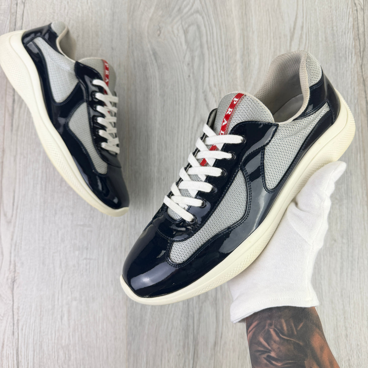 Prada Cups Dark Grey / White Trainers - Uk 11