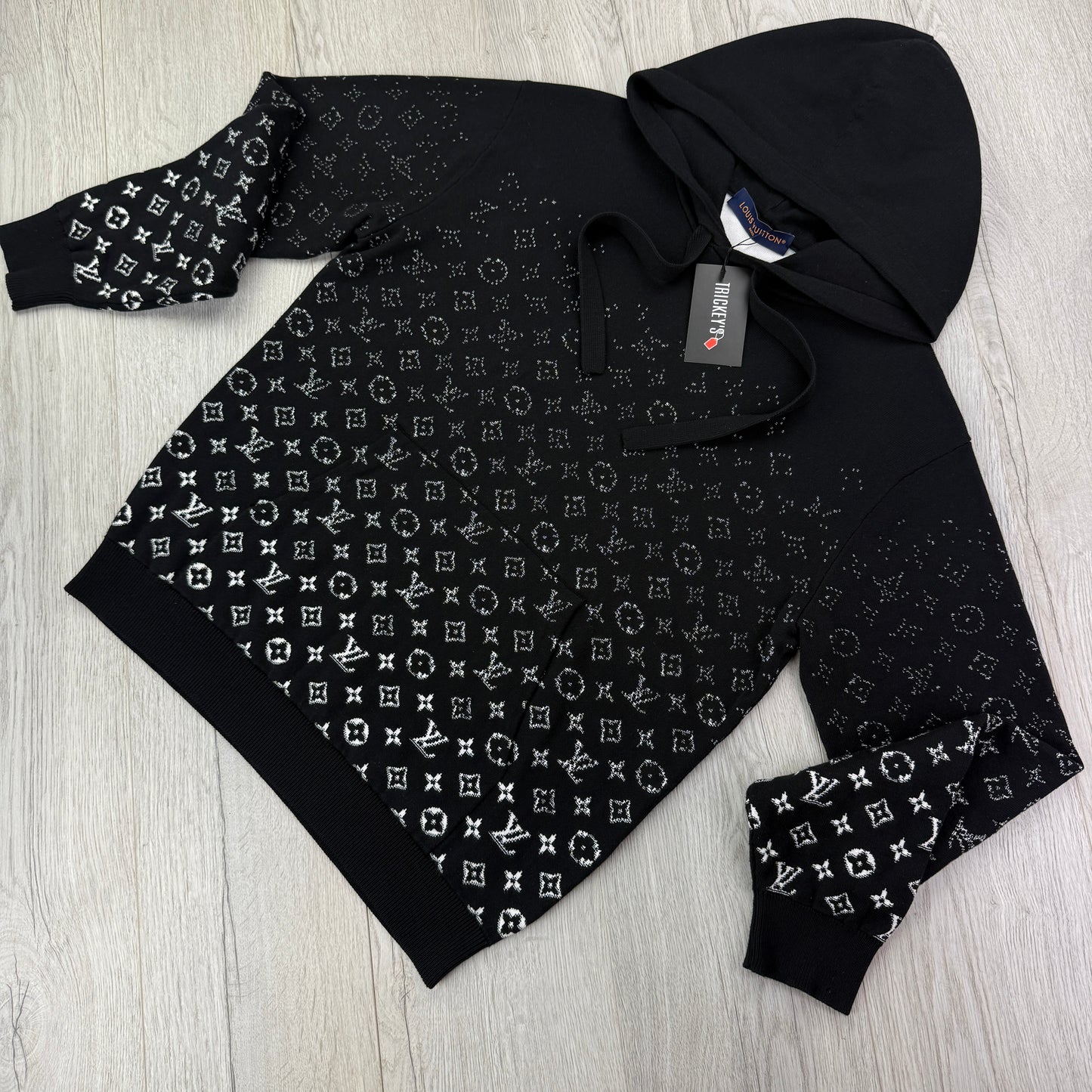 Louis Vuitton Men’s Black Monogram Gradient Pullover Hoodie - Medium