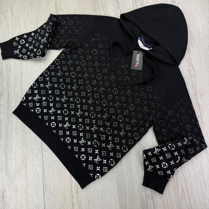 Louis Vuitton Men’s Black Monogram Gradient Pullover Hoodie - Medium