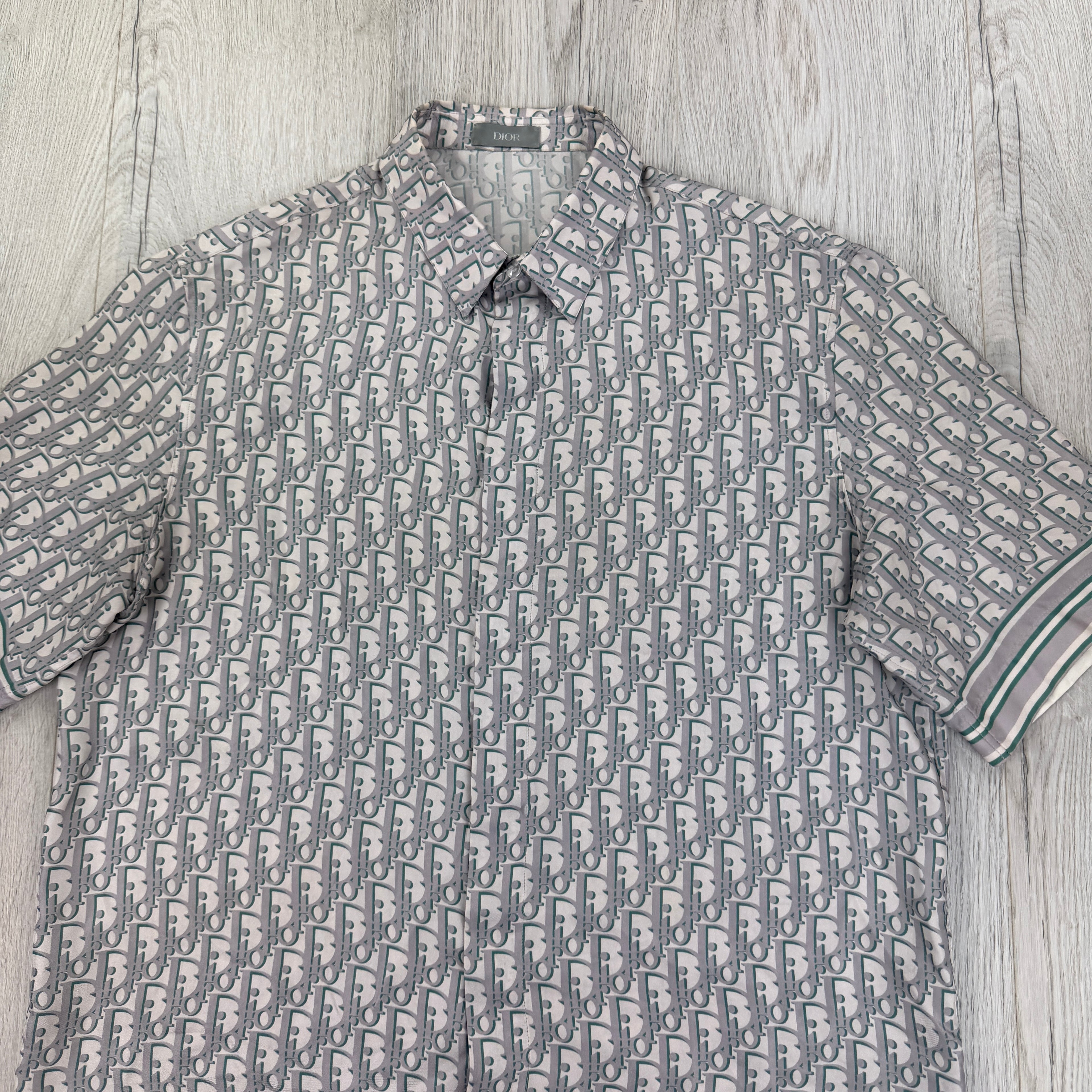 Dior Oblique Men’s Button-up Short Sleeve Silk Shirt - 38 (Fit Small/Medium)