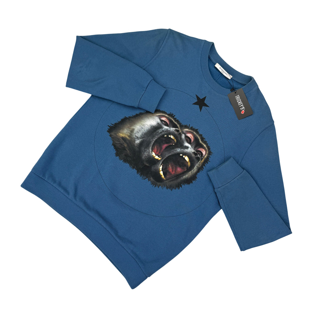 Givenchy Men’s Monkey Brothers Logo Black Crewneck Jumper