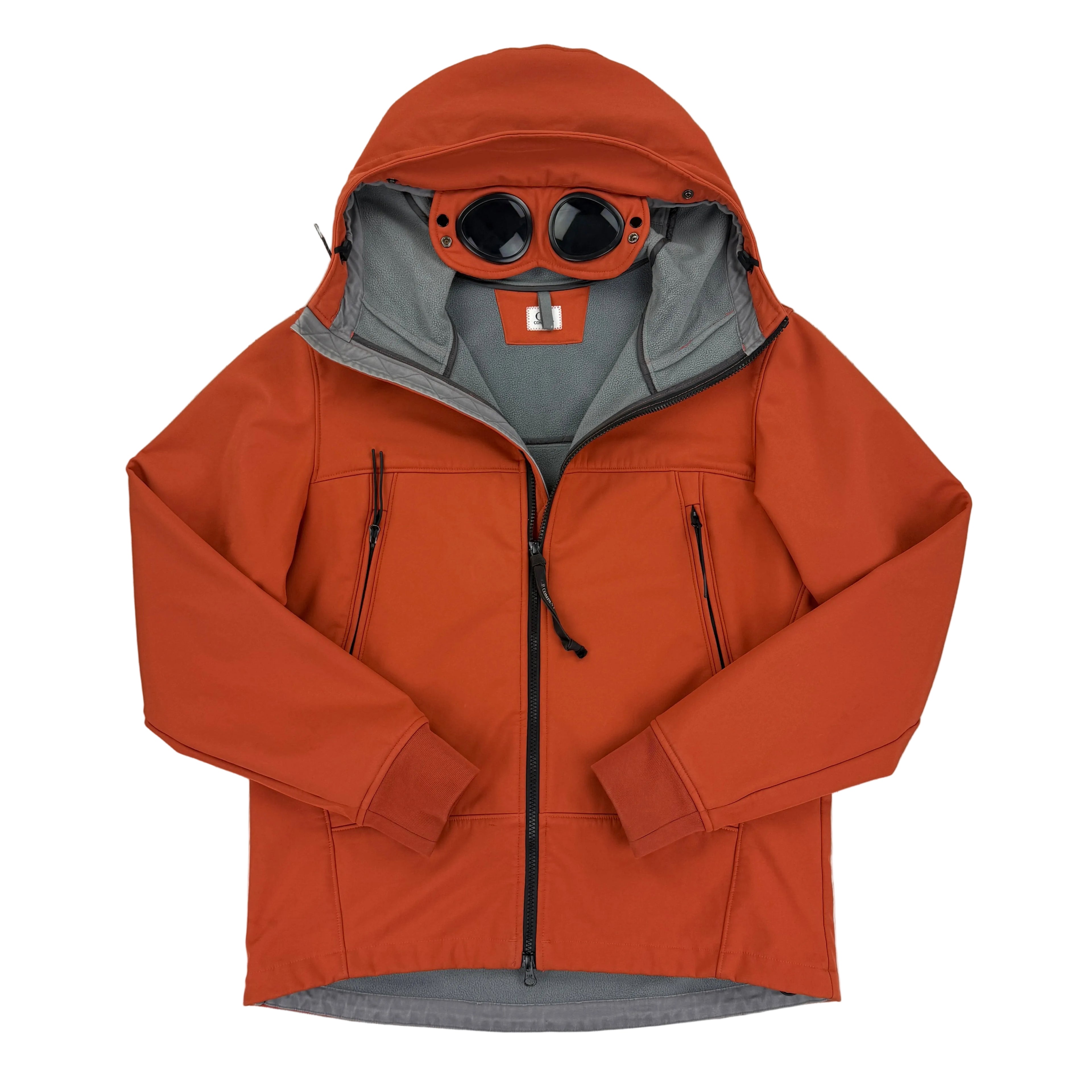Cp Company Men’s Orange Zip Up Goggled Soft Shell Jacket - 52