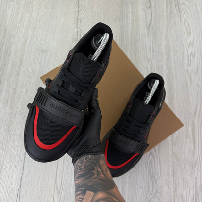Burberry Men’s Black & Red Ramsey Check Trainers - Uk 7