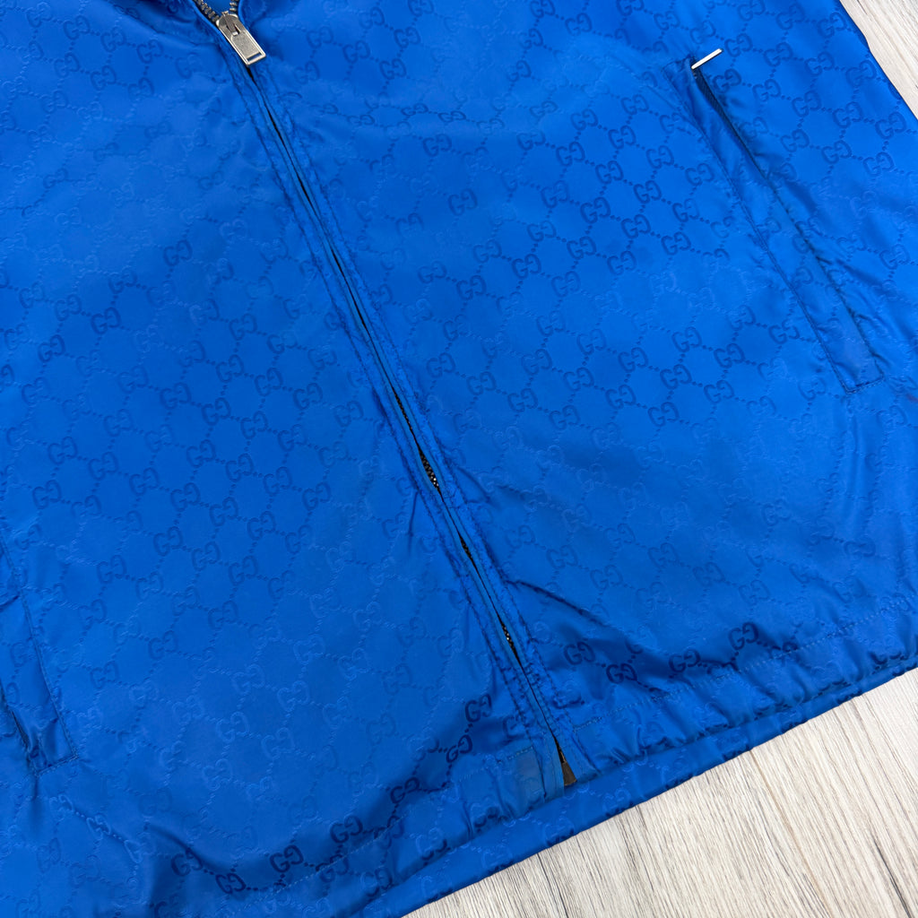 Gucci Men’s Royal Blue Zip-up Monogram Windbreaker - Medium