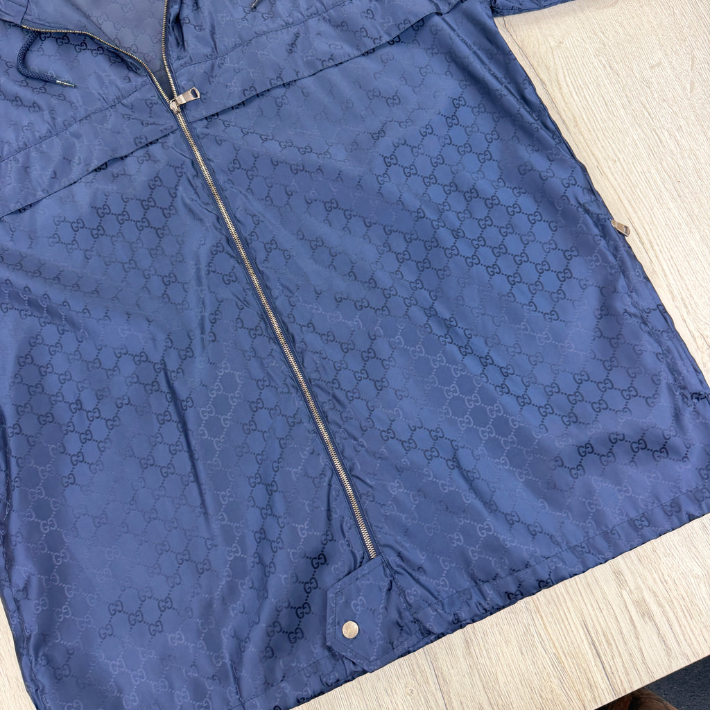 Gucci Men’s Navy Zip-up Monogrammed Windbreaker - 50 (Fit XL)