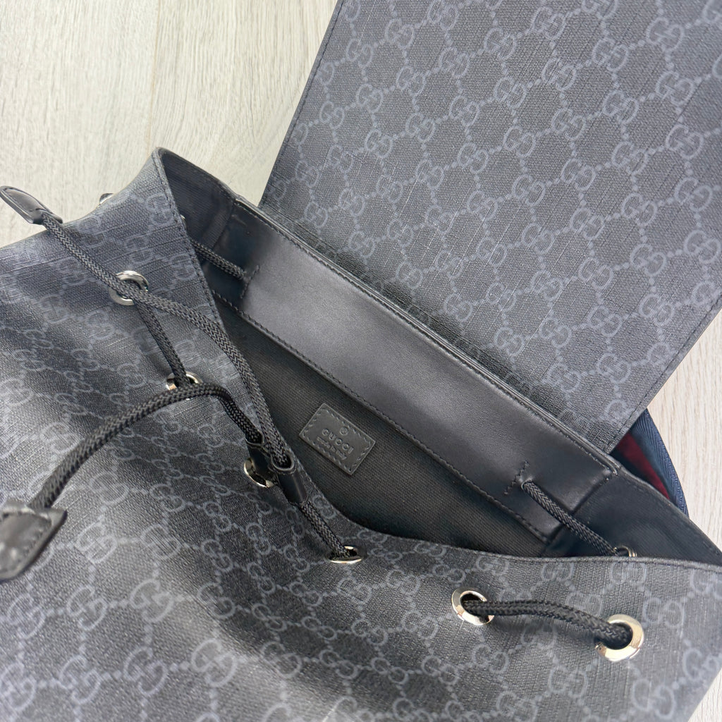 Gucci Mens GG Supreme Web Backpack