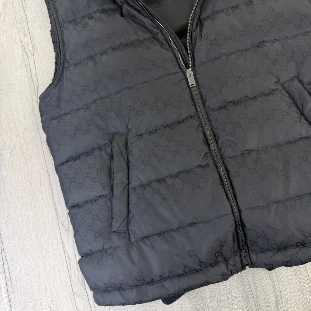 Gucci Men’s Balck Zip-up Monogrammed GG Body-warmer  - 50 (Medium)