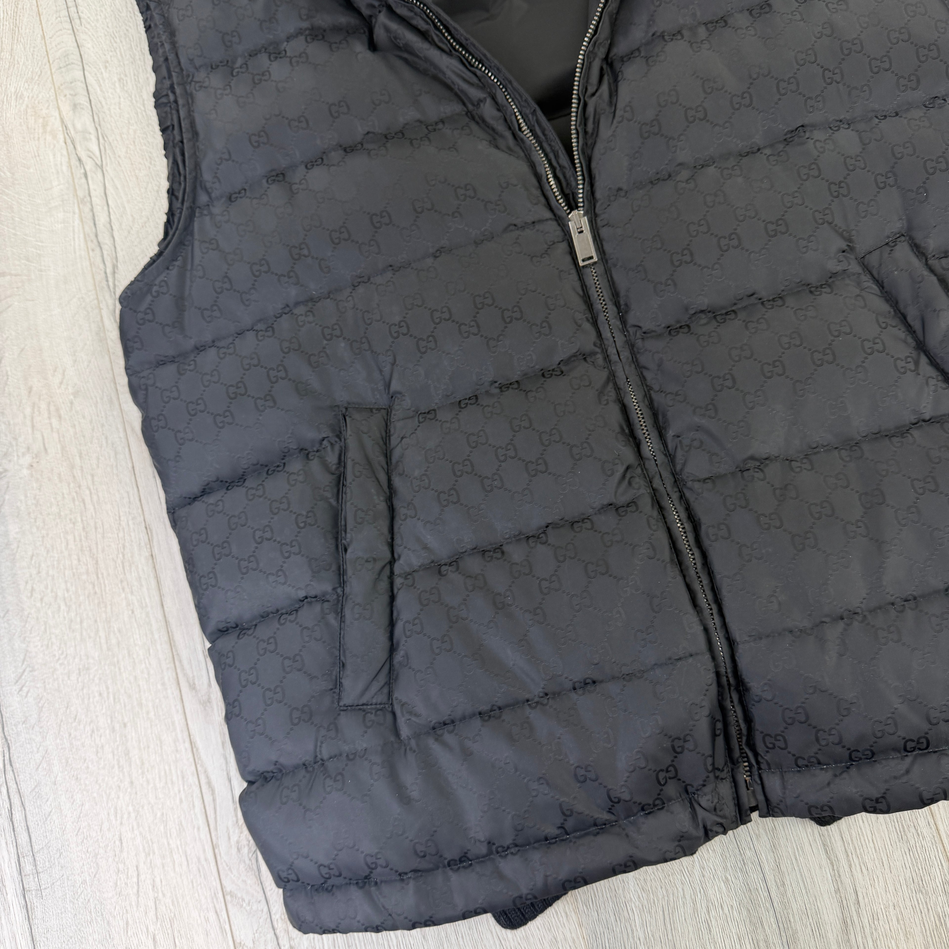 Gucci Men’s Balck Zip-up Monogrammed GG Body-warmer  - 50 (Medium)