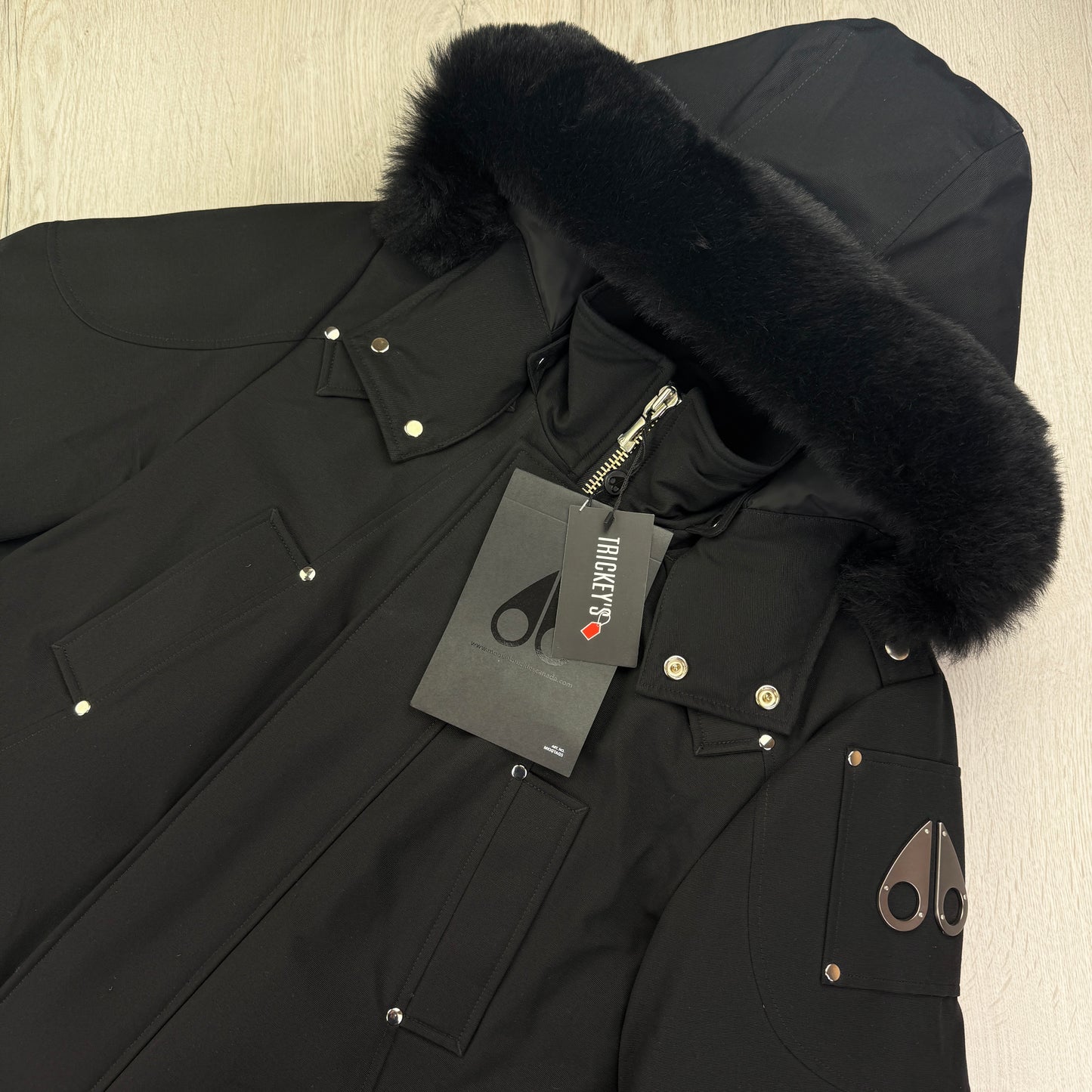 Moose Knuckles Men’s Black Stirling Long Parker Jacket - Medium