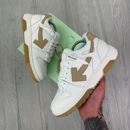 Off White Out Of Office Beige & White Low Trainers - Uk 6