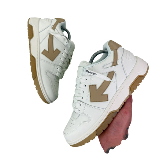 Off White Out Of Office Beige & White Low Trainers - Uk 6
