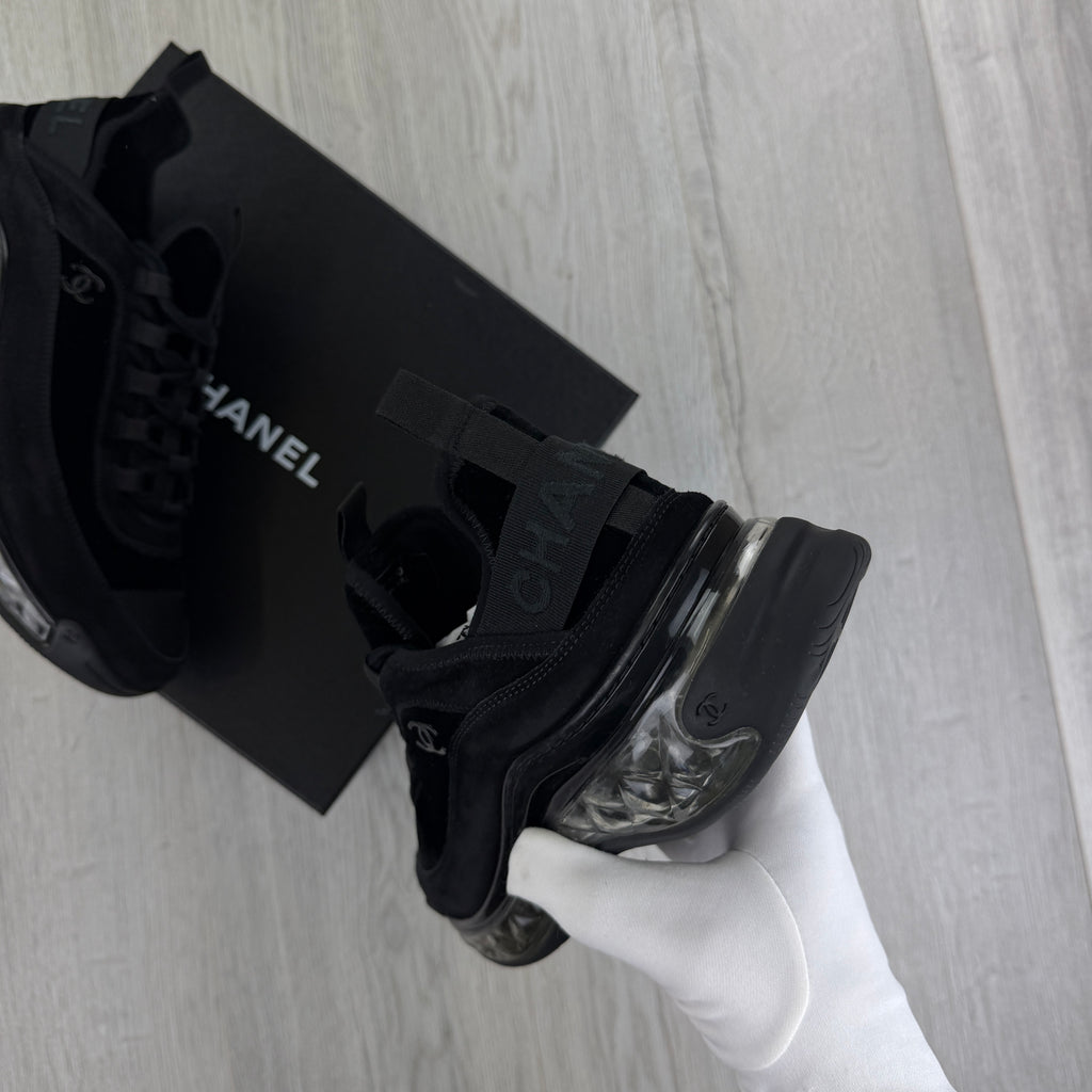 Chanel Men’s Triple Black Sock CC Runners - Uk 9