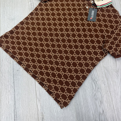 Gucci Men’s Brown GG Interlocking Polo Shirt - Medium