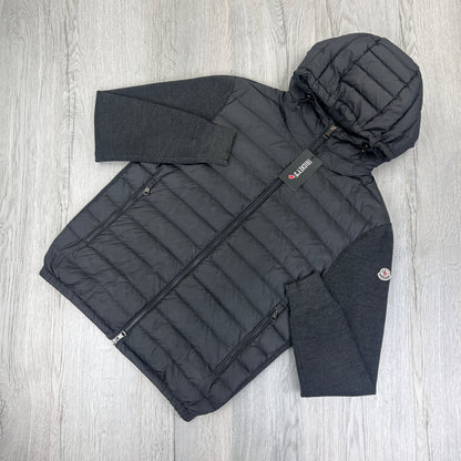 Moncler Men’s Dark Grey Padded & Knitted Maglia Hoodie - XL Slim