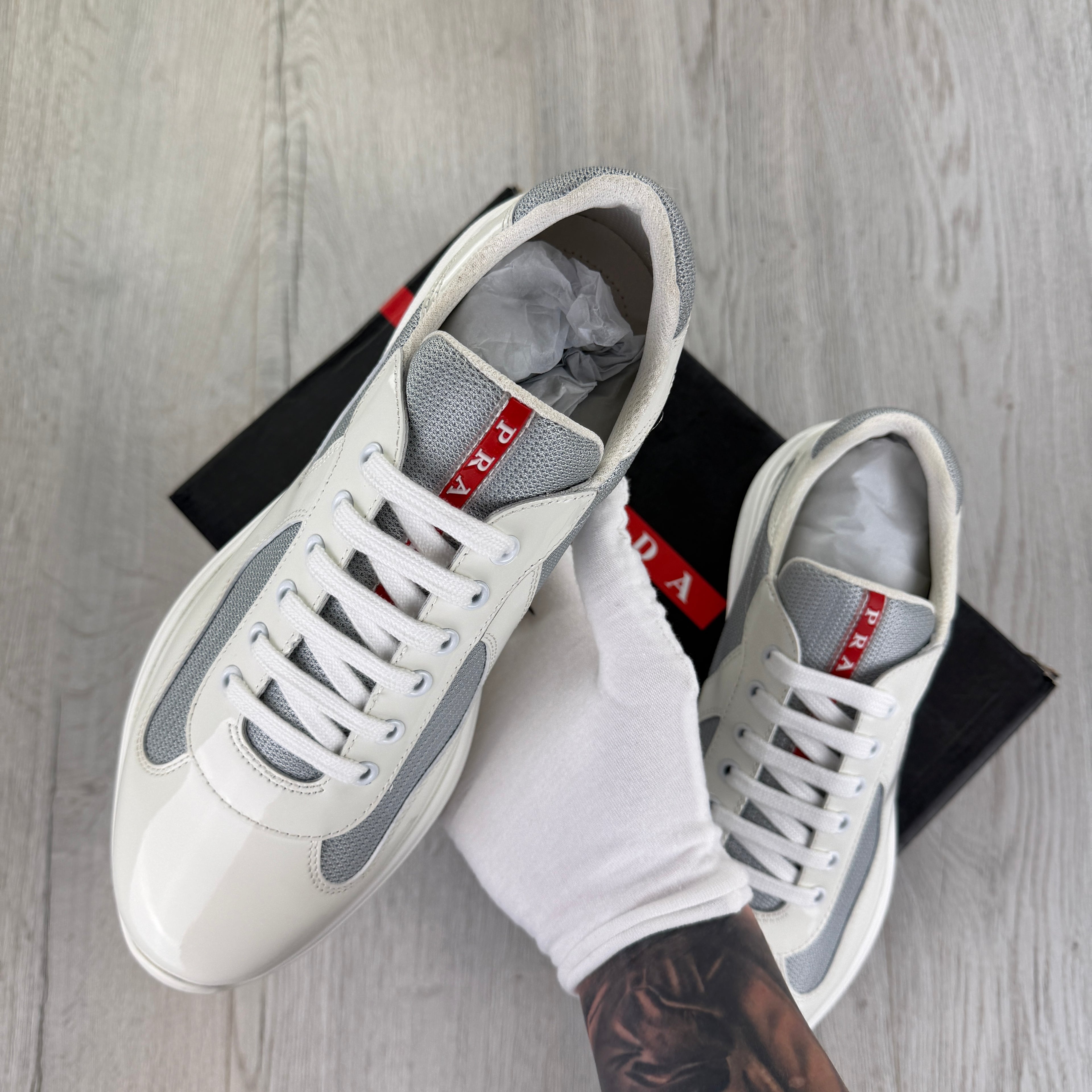 Prada Cups Men’s White Trainers - Uk 11